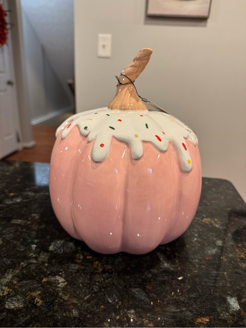 Halloween Candy Frosted Pumpkin Pink Ceramic NEW